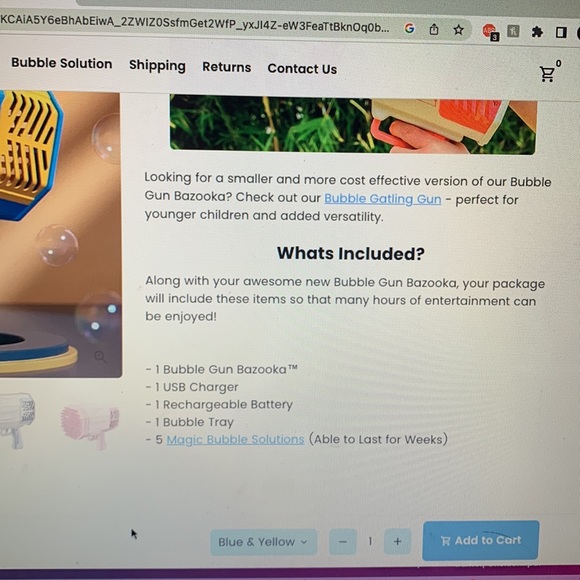 NEW IN BOX BUBBLE GUN BAZOOKA  ordered from og website in 3 different colors - Picture 7 of 7